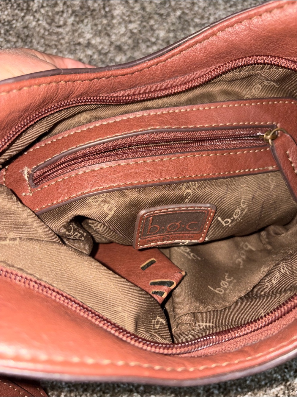 boc Gray and Brown Leather Crossbody Bag with Buckle Accent - Picture 5 of 8
